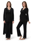 Ensemble 3 Pièces Maternité en Coton Bio - Pyjama d'Allaitement Doux | Pyjama Bruxelles